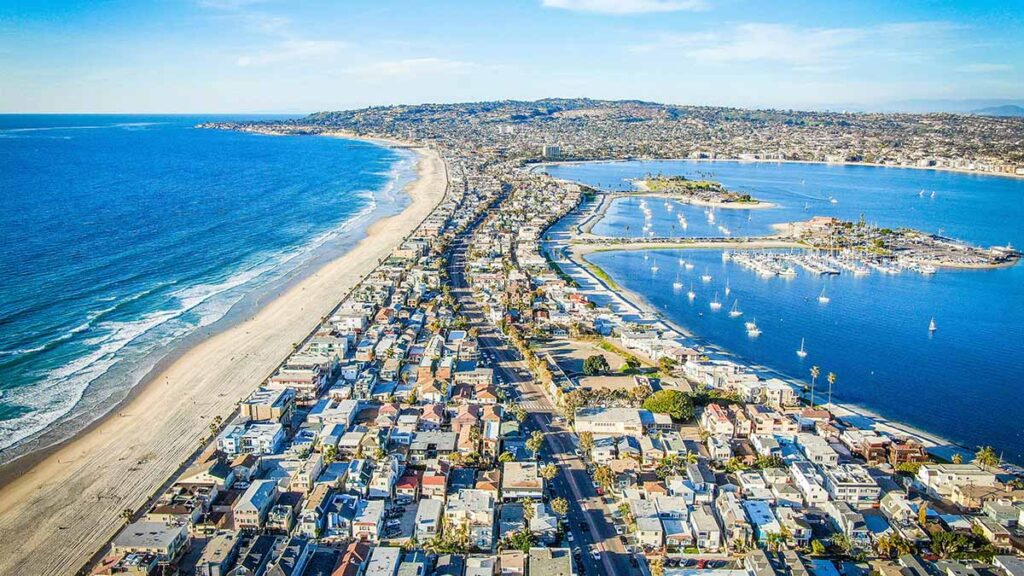 Mission Bay Beaches at San Diego in Southern California