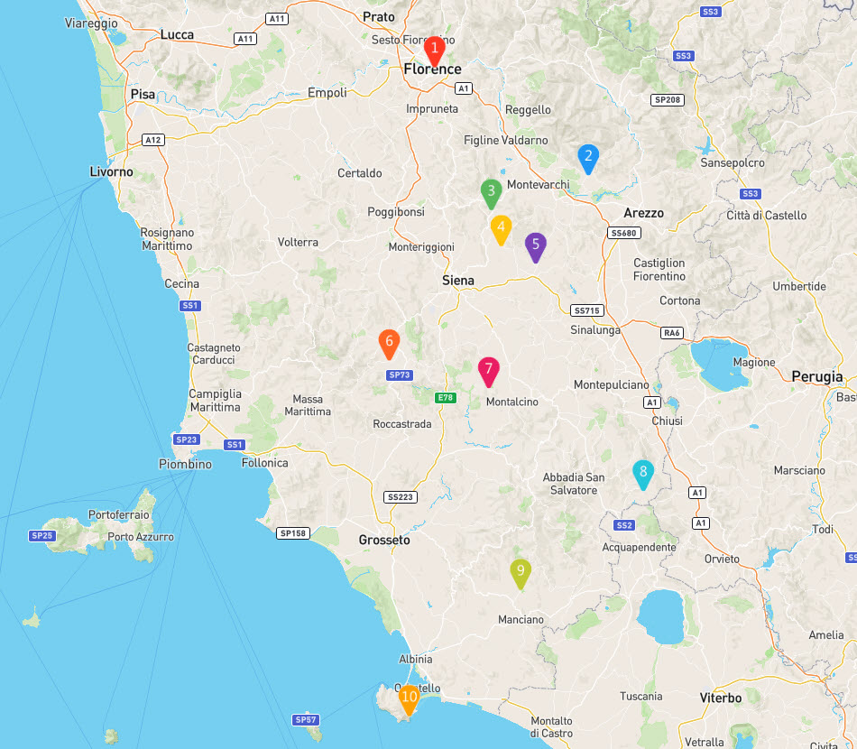 Tuscany, Italy Luxury Travel Hotels Map - GEOVEA